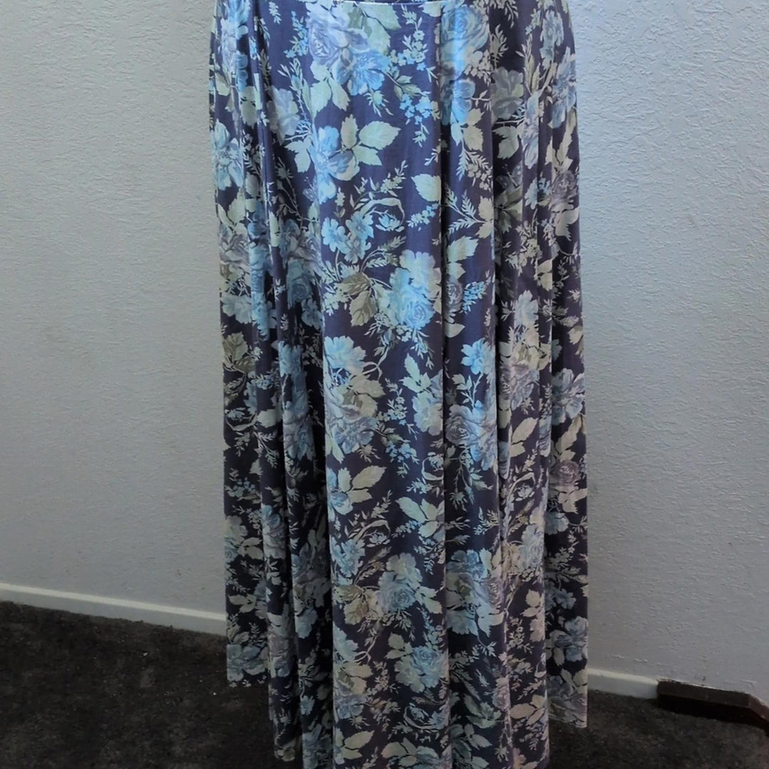 Laura Ashley Blue Floral Button Back Dress - US 8