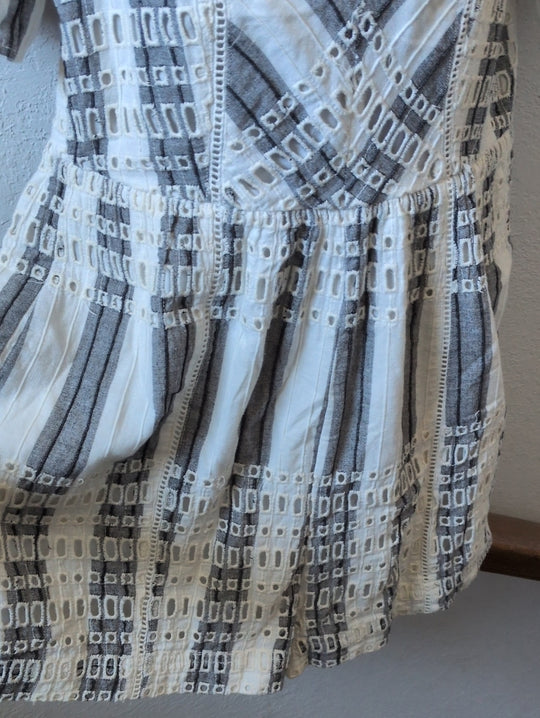 Anthropologie Ett:twa Striped Eyelet Romper size US 8.