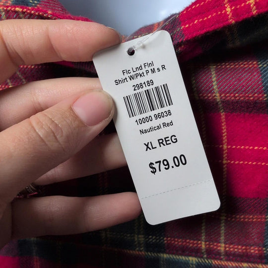 LL Bean Fleece Lined Flannel Shirt In Holiday Nautical Red -  XL
