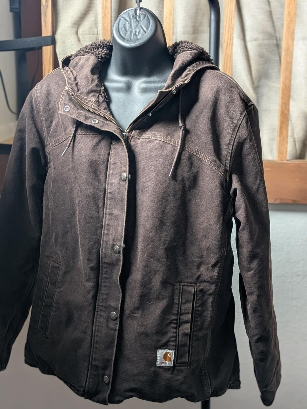 Vintage Y2K Women's Carhartt Duck Canvas And Sherpa Jacket - Small